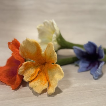 Wool Wet Felted Flowers