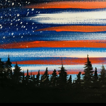 American Flag Night Sky Canvas Painting
