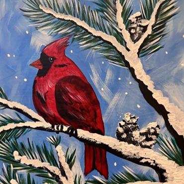 Red Winter Cardinal Painting