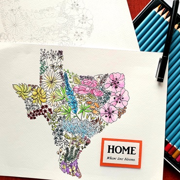 Texas Home with Watercolor Pencils