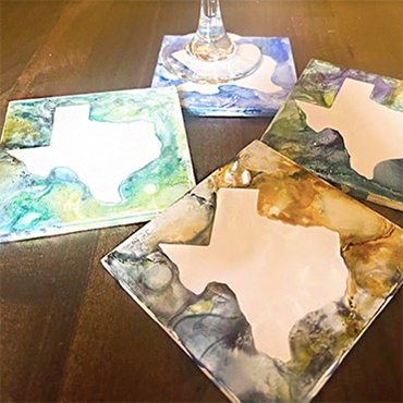 Alcohol Ink Texas Coasters