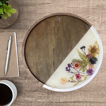 12" Floral Resin Tray