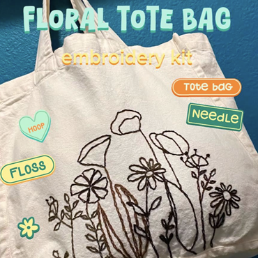 Floral Embroidery Tote Bag