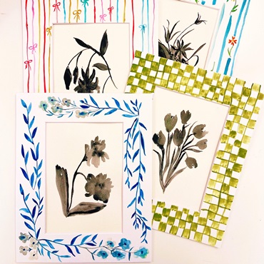 Hand Painted Mats & Botanical Silhouette