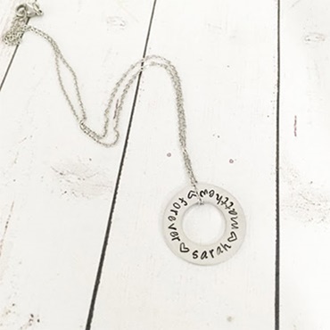 Hand Stamped Washer Necklace