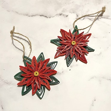 Quilled Poinsettia Ornaments